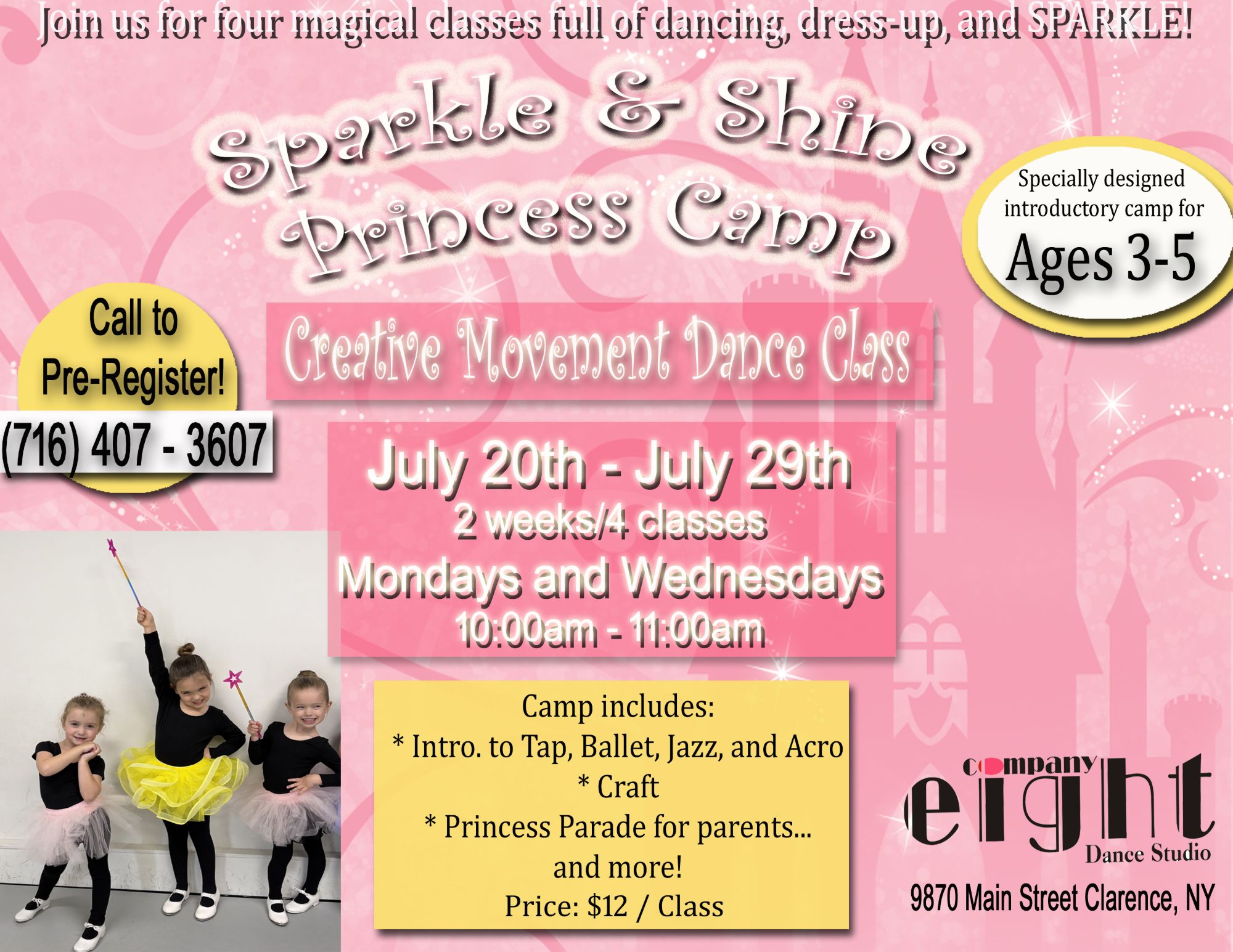 Sparkle & Shine Princess Camp — Creative Movement Dance Class, Ages 3-5, July 20-29
